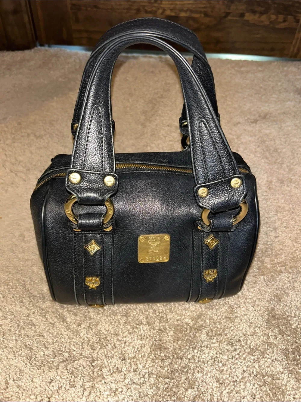 MCM Black Leather Mini Satchel with Gold Hardware - Picture 13 of 15